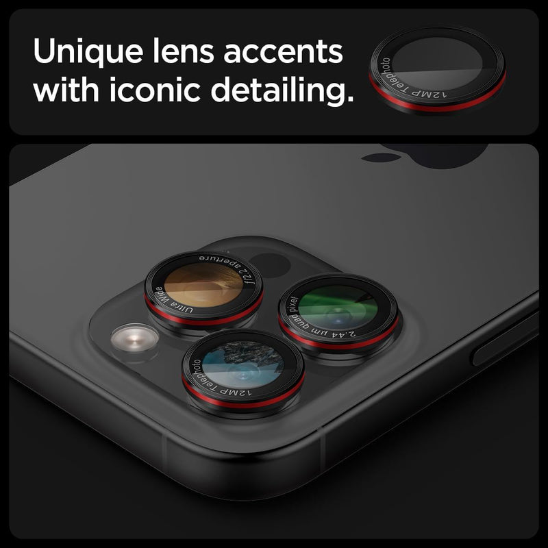 Spigen Optik Pro Glastr EZ Fit Camera Protector 2 Pack for iPhone 16 Pro 6.3" and Pro Max 6.9" Black - AGL05217