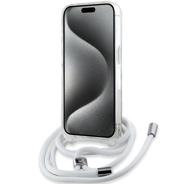 Karl Lagerfeld Crossbody IML Karl Head with MagSafe Case for iPhone 15 Pro Max 6.7" Clear - KLHMP15XHCKHNT