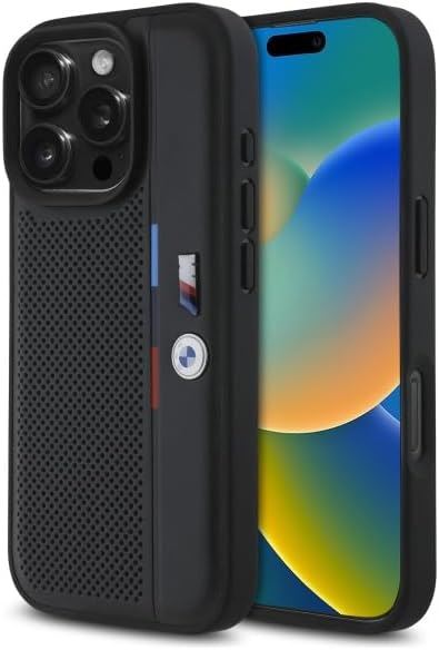 BMW M Perforated Tricolor Detail Line Case for iPhone 16 Pro Max 6.9" Black - BMHCP16X23PUPVK