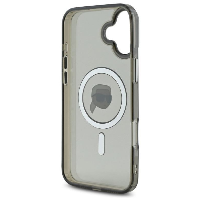 Karl Lagerfeld IML Metal Karl Head Case with MagSafe for iPhone 16 6.1" Black - KLHMP16SHLSKIK