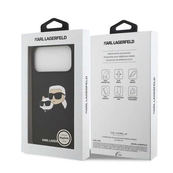 Karl Lagerfeld Liquid Silicone Double Head Case with MagSafe for iPhone 17 Pro Max 6.9" Black - KLHMP17XSKCHPPLK