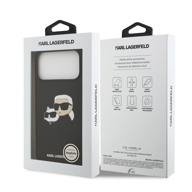 Karl Lagerfeld Liquid Silicone Double Head Case with MagSafe for iPhone 17 Pro Max 6.9" Black - KLHMP17XSKCHPPLK