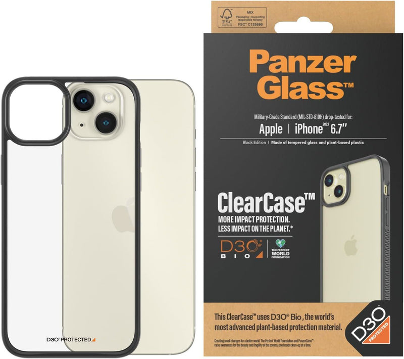 Panzer Glass Military Grade Standard Clear Case for iPhone 15 Plus 6.7" Black Edition - 1178