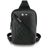 BMW M Series PU Leather & Carbon Crossbody Phone Bag with Metal Logo Black  - BMCPBPVASEPOK