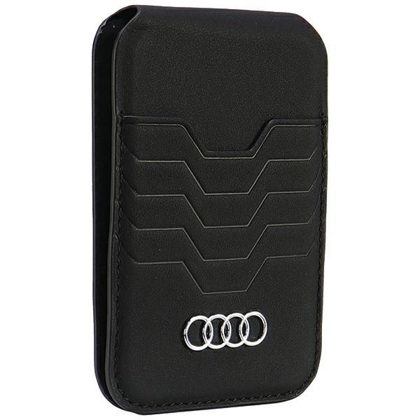 Audi Leather Wallet Card MagSafe Magnetic with Stand Black - AU-MSCH-GT-D3-BK