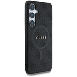 Guess Leather 4G Coloured Ring Classic Logo Case with MagSafe for Samsung Galaxy S25 6.2" Black - GUHMS25SG4GFRK
