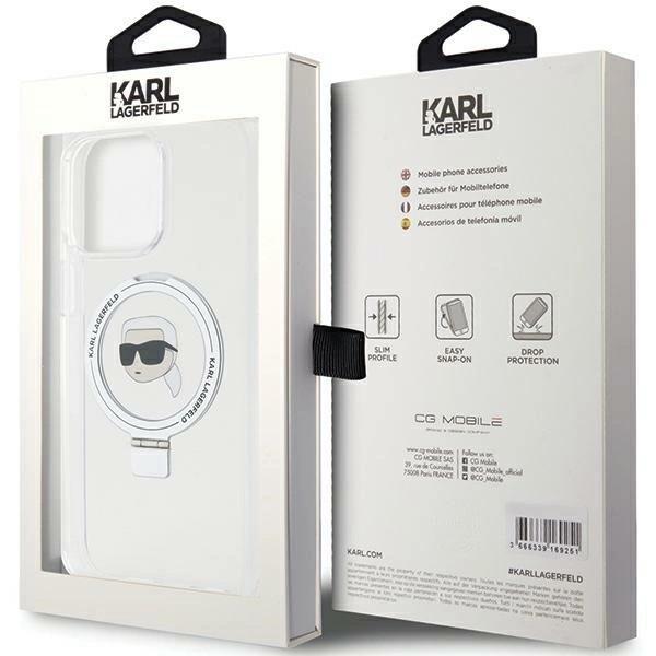 Karl Lagerfeld Karl Head with MagSafe & Ring Stand for iphone 15 Pro Max 6.7" Transparent - KLHMP15XHMRSKHH