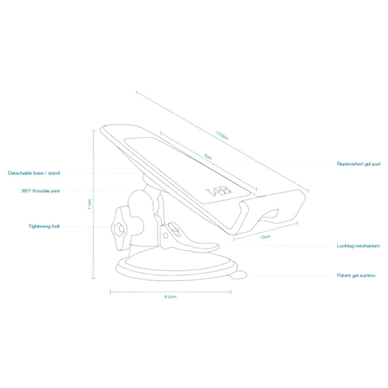 Tabbi White Tablet & Mobile Phone Mount Windscreen Holder for ipad pro air m