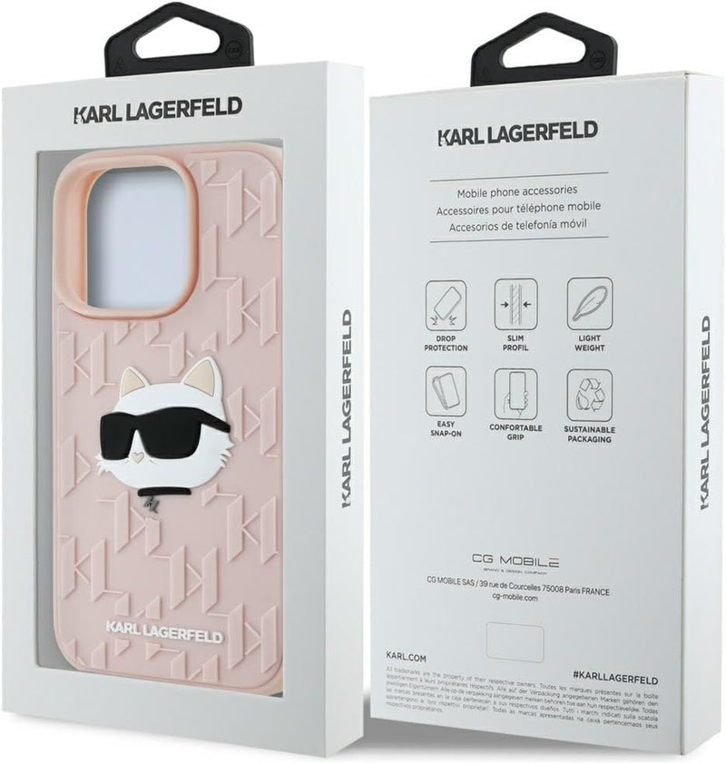Karl Lagerfeld 3D Choupette Rubber Monogram Case for iPhone 16 Pro 6.3" Pink - KLHCP16LRBCCHHKLP