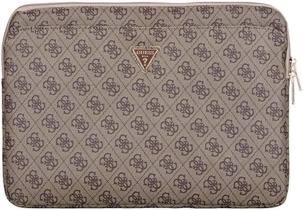 Guess 4G Zipper Pocket Triangle Logo Laptop Sleeve for 14" MacBook Brown - GUCS14ZP4DPTW