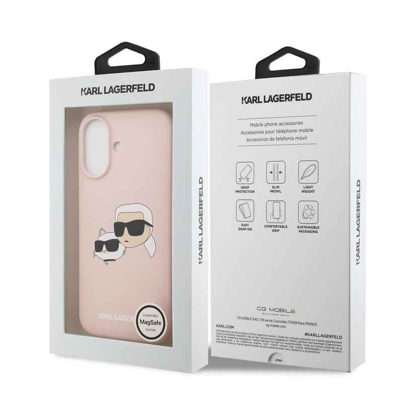 Karl Lagerfeld Liquid Silicone Double Head Case with MagSafe for iPhone 17 6.3" Pink - KLHMP17SSKCHPPLP