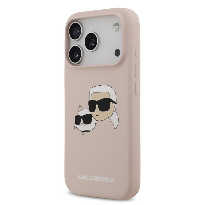 Karl Lagerfeld Liquid Silicone Karl and Choupette Head Case for iPhone 17 Pro 6.3" Pink - KLHMP17LSKCHPPLP