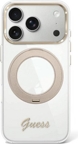 Guess IML Ring Stand 360 Script Metal Logo Case with MagSafe for iPhone 17/18 Pro 6.3" Clear - GUHMP18L6HCCMST