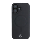 Mercedes Plain Smooth Leather Case with MagSafe for iPhone 16 6.1" Black - MEHMP16S23RCMK