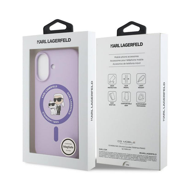 Karl Lagerfeld Liquid Silicone Karl and Choupette Case with MagSafe for iPhone 17 6.3" Purple - KLHMP17SSCMKCRHU