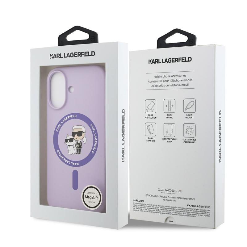 Karl Lagerfeld Liquid Silicone Karl and Choupette Case with MagSafe for iPhone 17 6.3" Purple - KLHMP17SSCMKCRHU