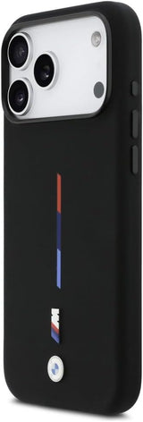BMW M Series Silicone Tricolor Line Case with MagSafe for iPhone 17 Pro Max 6.9" Black - BMHMP17X25SITMIK