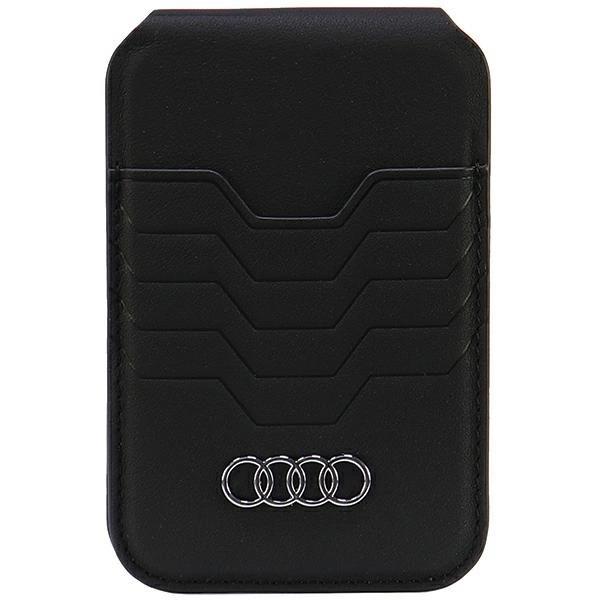 Audi Leather Wallet Card MagSafe Magnetic with Stand Black - AU-MSCH-GT-D3-BK