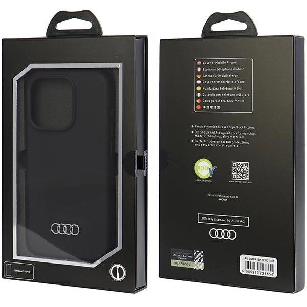 Audi Silicone Case for iPhone 15 Pro 6.1" Black - AU-LSRIP15P-Q3/D1-BK
