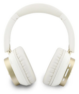 Guess Rectangle Metal Script Logo ENC On Ear Wireless Headphone White - GUBHV28HGCSME