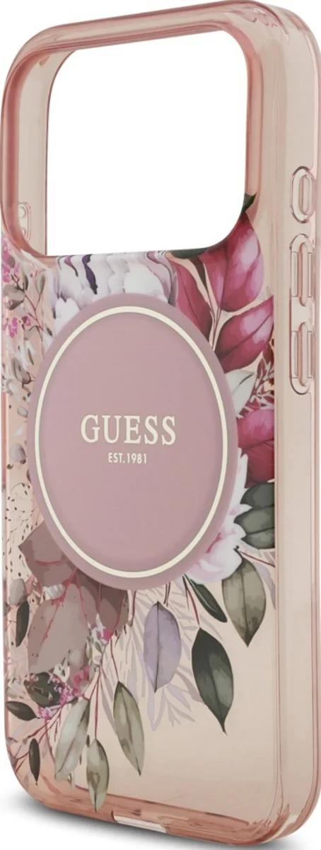 Guess IML Flowers Strap Case with MagSafe for iPhone 17 Pro 6.3" Pink - GUHMP17LHFWBRCESP