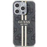Guess IML 4G Gold Stripe Hard Case for iphone 15 Pro 6.1" Black - GUHCP15LH4PSEGK