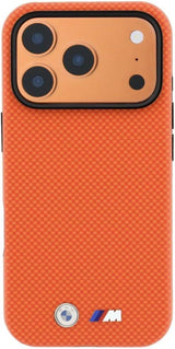 BMW M Quadrille Kevlar Metal Logo Case with MagSafe for iPhone 17/18 Pro 6.3" Orange - BMHMP18L25SWPUKEO