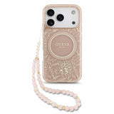 Guess IML Flowers Electro Pearl Strap MagSafe Case for iPhone 17/18 Pro Max 6.9" Pink - GUHMP18XHCPOFPP