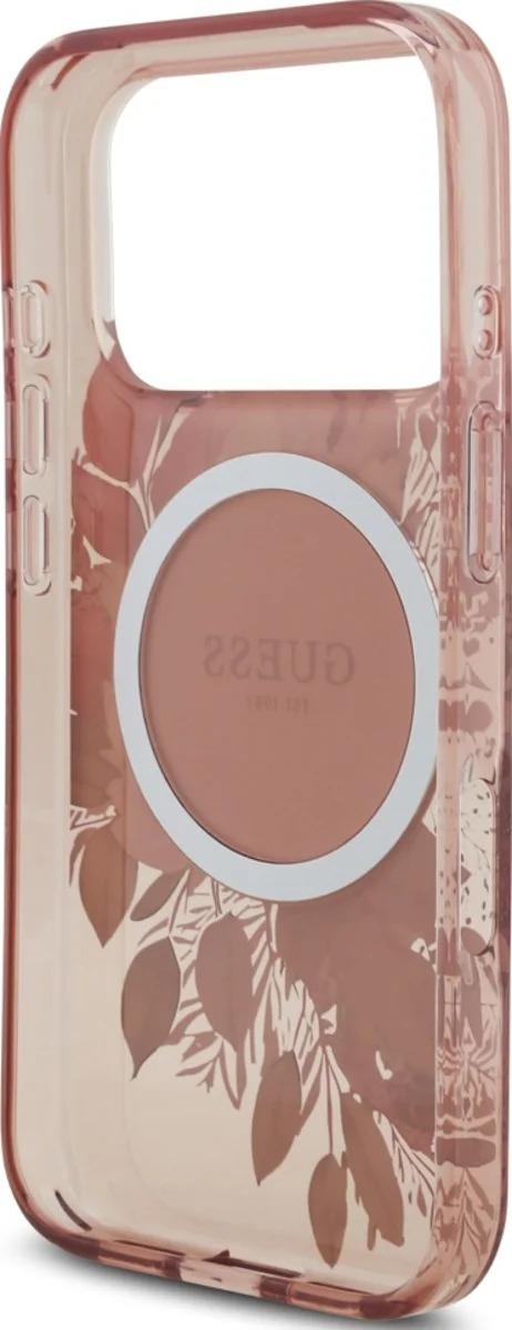 Guess IML Flowers Strap Case with MagSafe for iPhone 17 Pro 6.3" Pink - GUHMP17LHFWBRCESP
