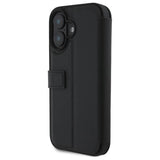 BMW Signature Leather Wordmark Bookcase for iPhone 16 6.1" Black - BMBKP16S23RMRLK