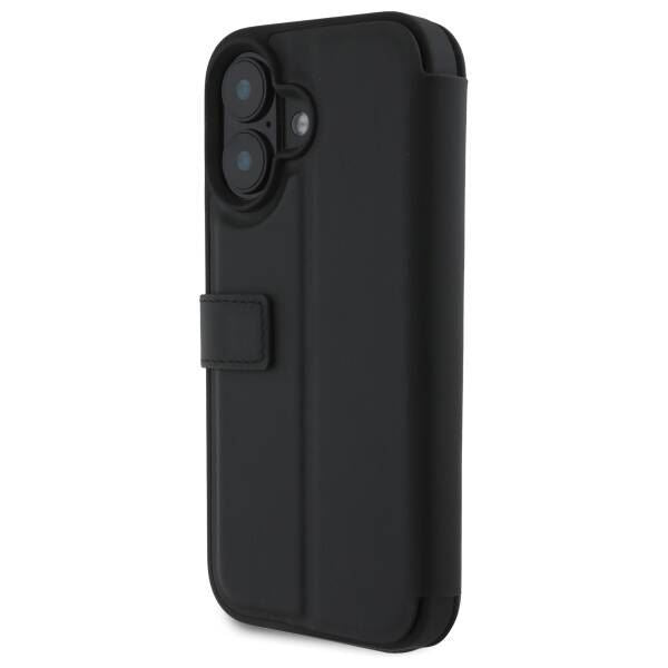 BMW Signature Leather Wordmark Bookcase for iPhone 16 6.1" Black - BMBKP16S23RMRLK