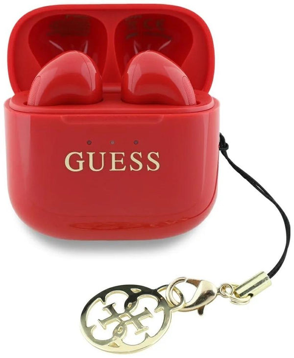 Guess Glossy Effect Printed Classic Logo & Charm TWS Earphones Red - GUTWSXMCCLR