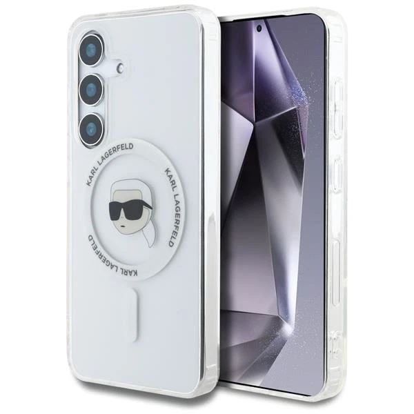 Karl Lagerfeld Button Karl Head Printed Logo Case with MagSafe for Samsung Galaxy S25 6.2" Clear - KLHMS25SHLSKIH