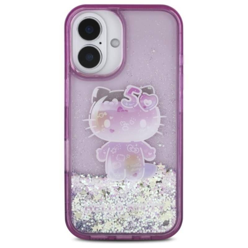 Hello Kitty Liquid Glitter 50th Anniversary Party Case for iPhone 16 6.1" Purple - HKHCP16SL50PPU