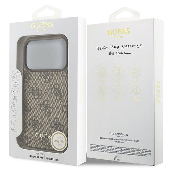Guess 4G Charms Case for iPhone 17 Pro 6.3" Tone on Tone Brown - GUHMP17LGF4GCW