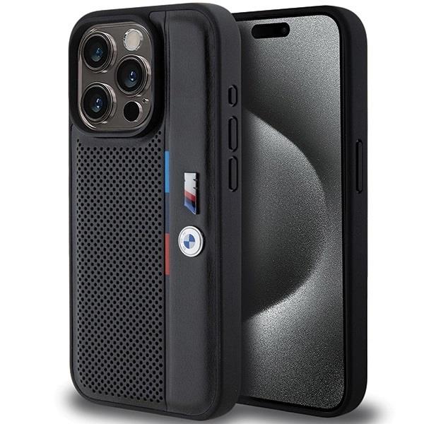 BMW Perforated Tricolor Line Case for iPhone 15 Pro Max 6.7" Black - BMHCP15X23PUPVK