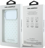 Karl Lagerfeld IML Rhinestones Allover and Electroplated Logo Case for iPhone 17/18 Pro Max 6.9" White - KLHCP18X6HCRDKLH