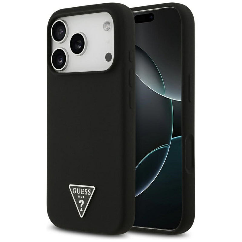 Guess Silicone Triangle Logo Case with MagSafe for iPhone 17 Pro Black - GUHMP17LSCTRLMK