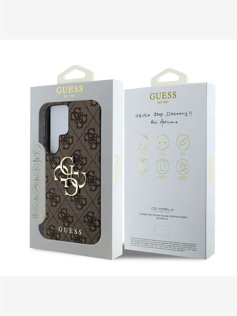 Guess Leather 4G Coloured Ring Classic Logo Case with MagSafe for Samsung Galaxy S25 Ultra 6.9" Brown - GUHCS25L4GMGBR