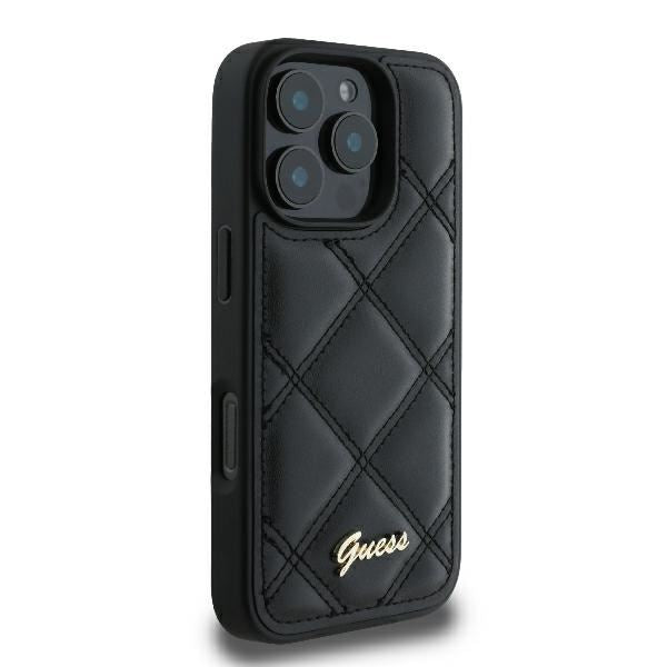 Guess Quilted Metal Logo Case for iPhone 16 Pro 6.3" Black - GUHCP16LPSQSQSK