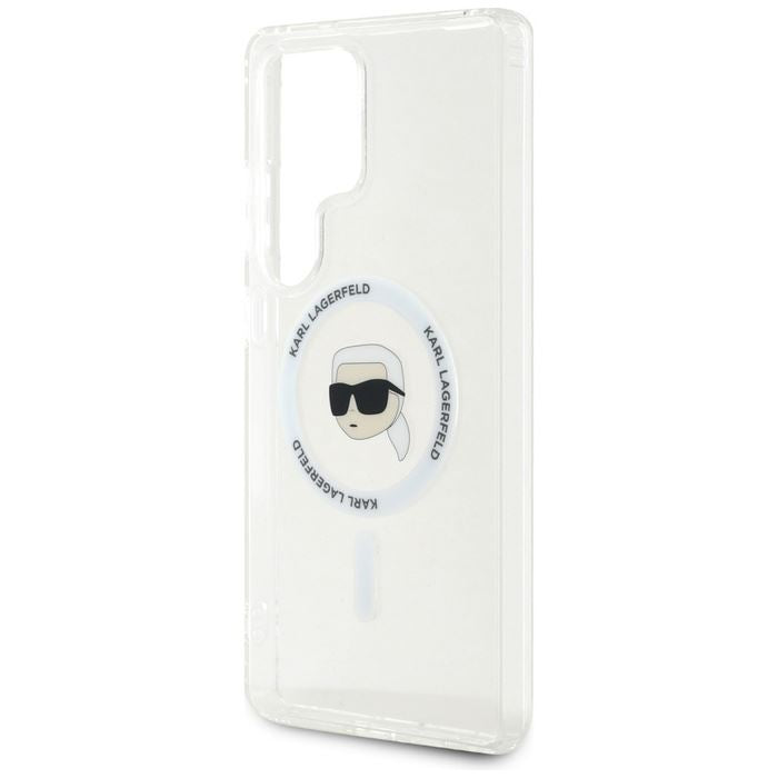 Karl Lagerfeld Button Karl Head Printed Logo Case with MagSafe for Samsung Galaxy S25 Ultra 6.9" Clear - KLHMS25LHLSKIH