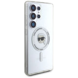 Karl Lagerfeld Button Karl Head Printed Logo Case with MagSafe for Samsung Galaxy S25 Ultra 6.9" Clear - KLHMS25LHLSKIH