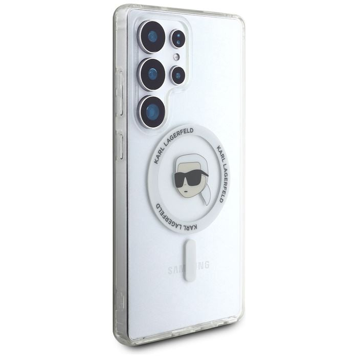 Karl Lagerfeld Button Karl Head Printed Logo Case with MagSafe for Samsung Galaxy S25 Ultra 6.9" Clear - KLHMS25LHLSKIH