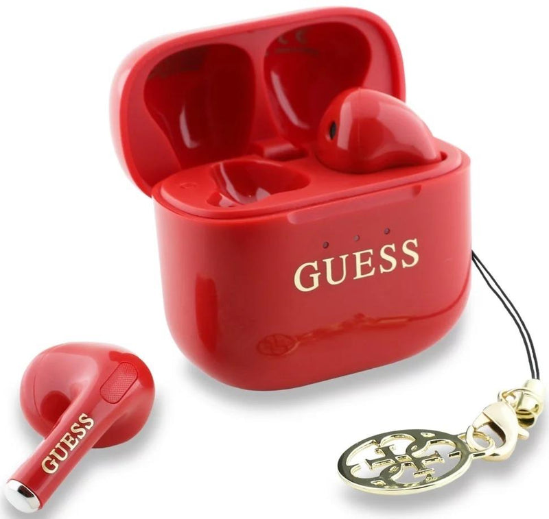 Guess Glossy Effect Printed Classic Logo & Charm TWS Earphones Red - GUTWSXMCCLR