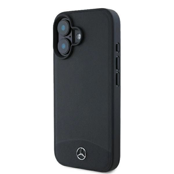 Mercedes Hard Textured and Plain Smooth Leather Case with MagSafe for iPhone 16 6.1" Black  - MEHMP16S23RBARK