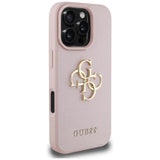 Guess Grained Big 4G Logo & Small Classic Logo Case for iPhone 16 Pro Max 6.9" Pink - GUHCP16XPGT4MBP