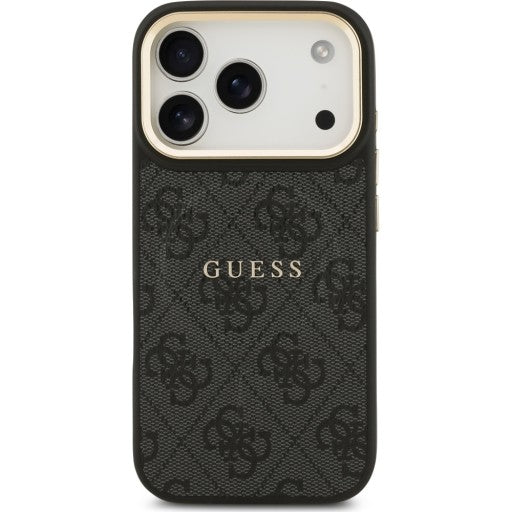 Guess PU Leather 4G Gold Frame Case with MagSafe for iPhone 17 Pro 6.3" Black -GUHMP17LP4MSEGCK
