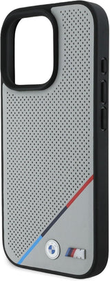 BMW M Perforated Tricolor Line Case with MagSafe for iPhone 16 Pro Max 6.9" Grey - BMHMP16X23PUPDG