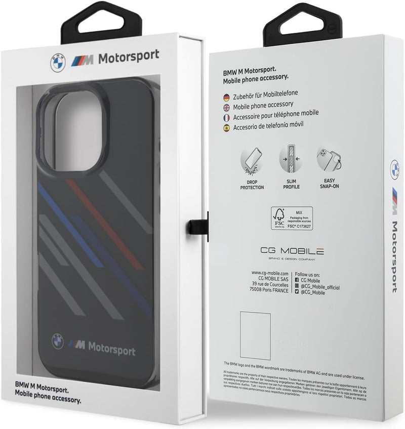 BMW Motosport IML Random Stripes Case for iPhone 16 Pro Max 6.9" Black - BMHCP16X23HTRAK