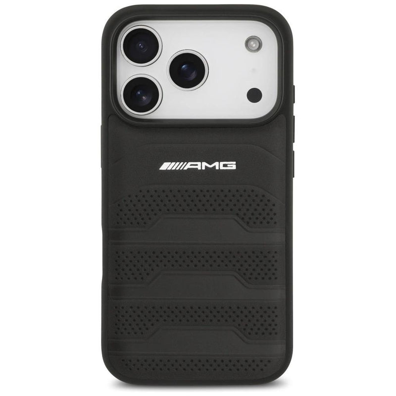 AMG Leather Debossed Lines Logo Case for iPhone 17 Pro 6.3" Black - AMHCP17LGSEBK